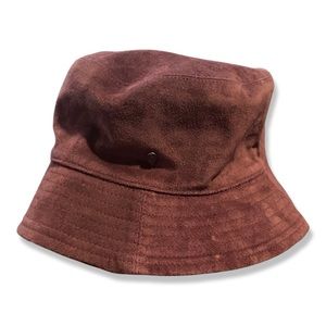 Maroon Italian calf Suede bucket hat